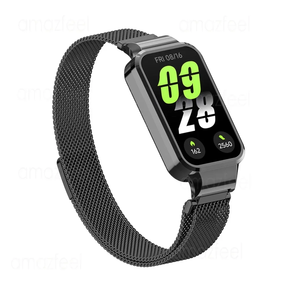Magnetic loop bracelet For Redmi Smart Band 3 Strap Case Protector For Xiaomi Smart Band 9 Active Metal Watchband Protect Cover