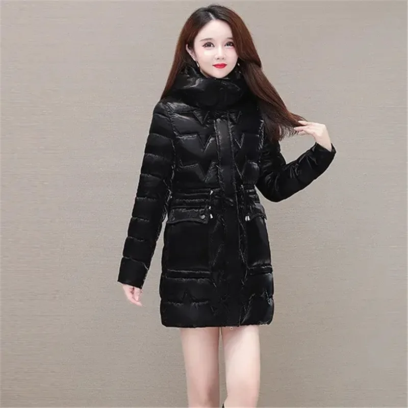 Jaket Down musim dingin baru 2023 mantel tebal katun berlapis wanita bertudung kasual longgar Puffer parka panjang wanita