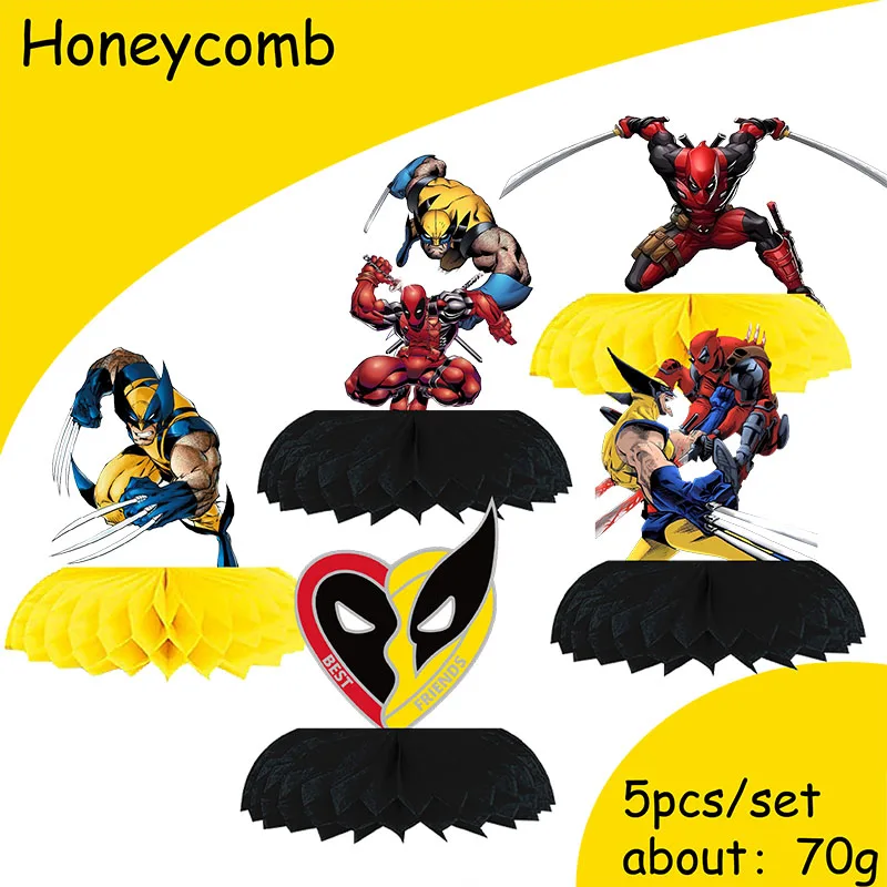 Deadpool WOLVERINE Birthday Party Decorations Balloon Sticker Honeycomb Spiral Cupcake Baby Shower Supplies for Kids