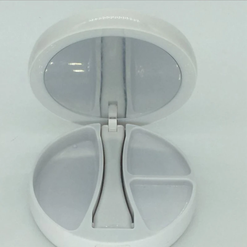 Espejo de maquillaje multiusos, lámpara de escritorio USB, espejo de doble cara, LED plegable, aumento de 10 veces