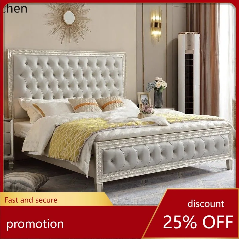 

HXL Light Luxury Solid Wood Double Bed Modern Simple High-end Storage Bed Silent