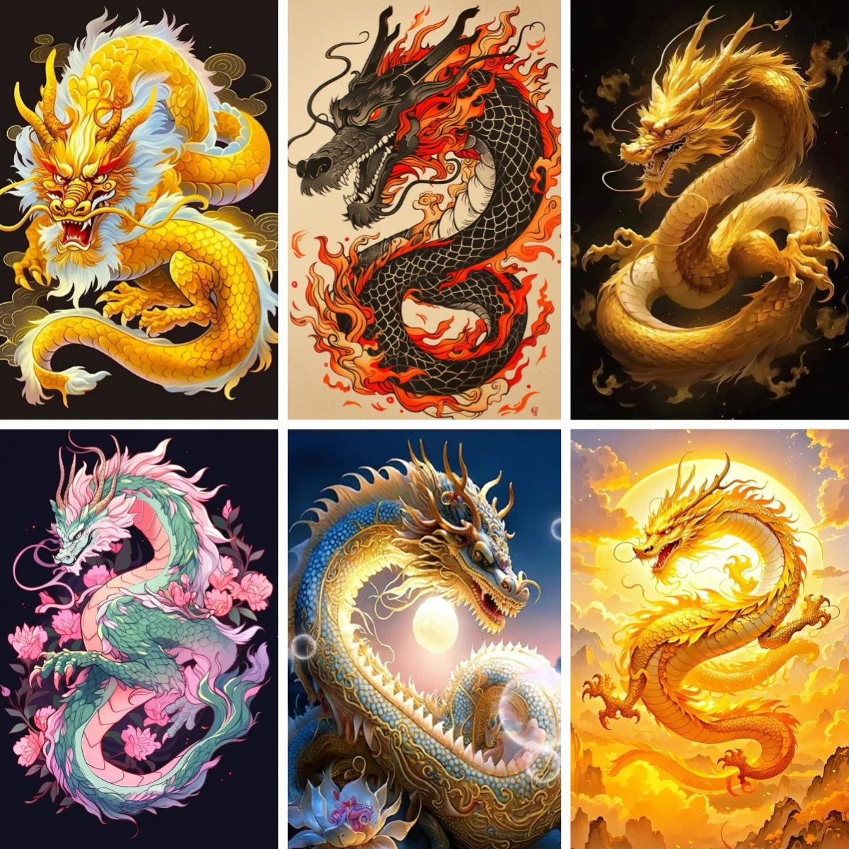 

5D DIY Diamond Painting Golden Asian Dragon Embroidery Mosaic Fantasy Creature Full Drill Cross Stitch Mythical Gift for Him