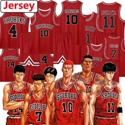 Sakuragi Hanamichi Cosplay Jersey Anime Kaede Rukawa Jersey Shohoku School Basketball Team Uniform Red Black White Sportswear