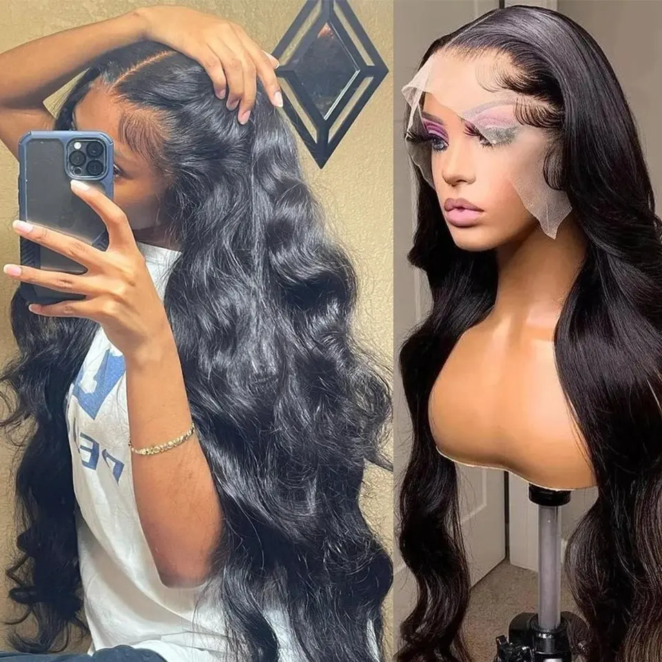 Rosabeauty Body Wave Long 13X6 Transparent Lace Frontal Wig 13X4 HD Front Human Hair Nature Color 5X5 Glueless Wig 250 Density