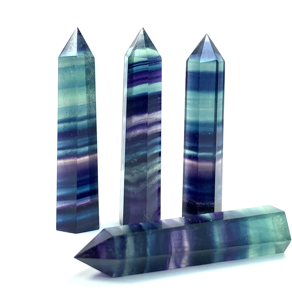 1PC Colored Fluorite Crystal Tower Wand for Meditation, Healing Quartz, Reiki Tower, Home Ornament, Gift