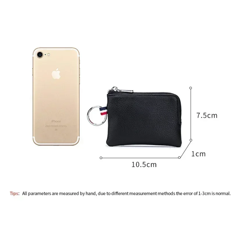 Echt leder Geldbörse Mini ultra dünne kleine Reiß verschluss niedliche Brieftasche weiches Rindsleder Führerschein Schlüssel tasche Karten halter