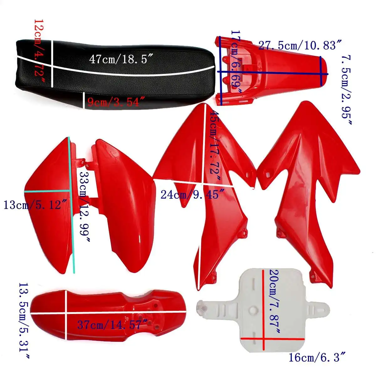 

Mudguard Seat Bike Shell Padded Seat 8Pcs 4 Color 50cc 110cc 125cc 140cc Plastic 4-Stroke CRF50 Pit Bike Set