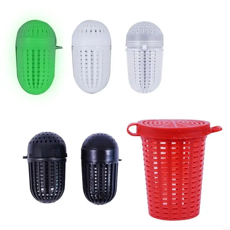 M5TC 5pcs أسماك إغراء صيد الأسماك الطعوم قفص مصاصة صاحب التغذية حامل السمك إغراء سلة بلاستيكية