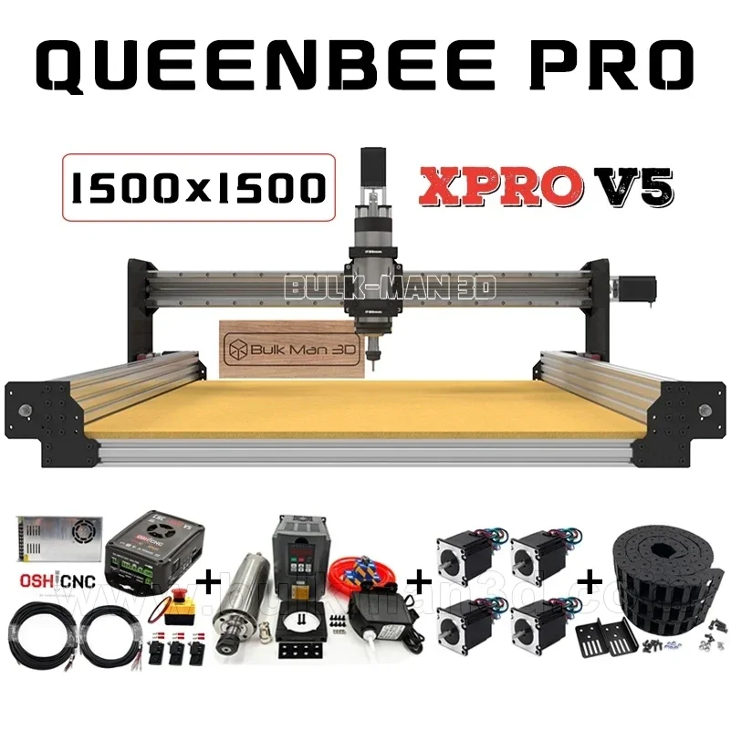 

20%OFF Bulk-Man 3D Silver 1500x1500 QueenBee PRO CNC Full Kit with xPRO V5 GRBL Control System CNC Wood Router Working Machine