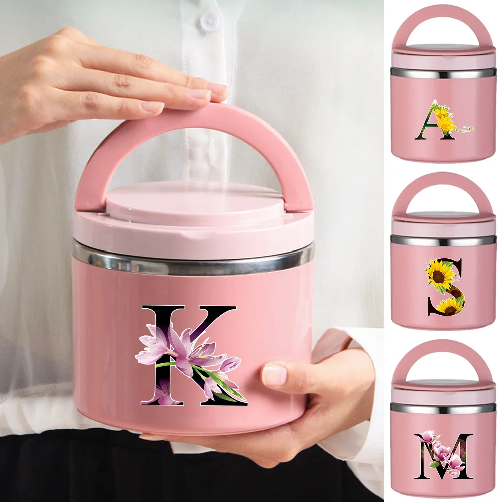

New Thermal Jar Insulated Soup Cup Flower Color Letter Series Children Worker Lunch Box Portable Camping Picnic Bento Lunch Box