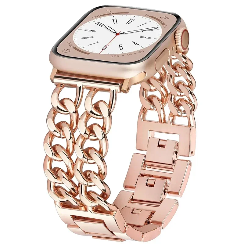 

Ремешок для часов Apple Watch Series Ultra 9 8 7 6 5 4, браслет из нержавеющей стали с металлической цепочкой, браслет для IWatch 40 49 44 45 41 мм