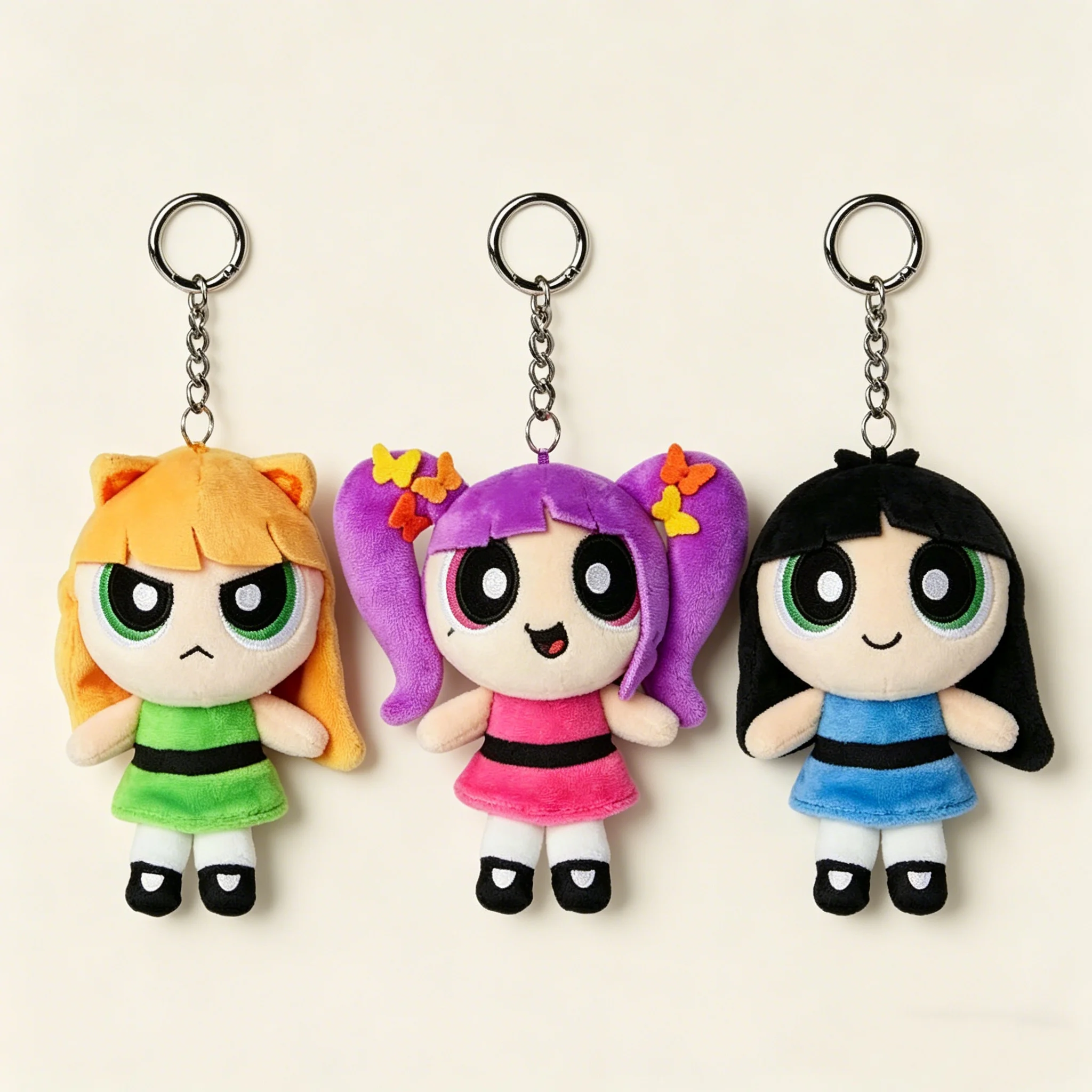 

New Keychain Anime Power Girl Style Plush Keychain Kawaii Cartoon Character Girls Gift