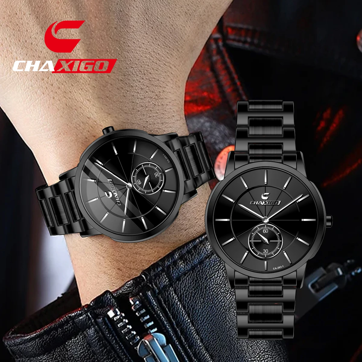 

CHAXIGO Men's Classic Watch with Stainless Steel Strap, 38mm Case, Simple Business Quartz Watch, 30m Waterproof Alloy Case