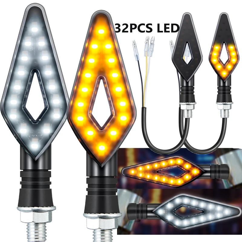 

Motorcycle LED Turn Signals Fishscale Flashing Motorbike LED Bendable Daytime Running Lights Universal Car Accessories