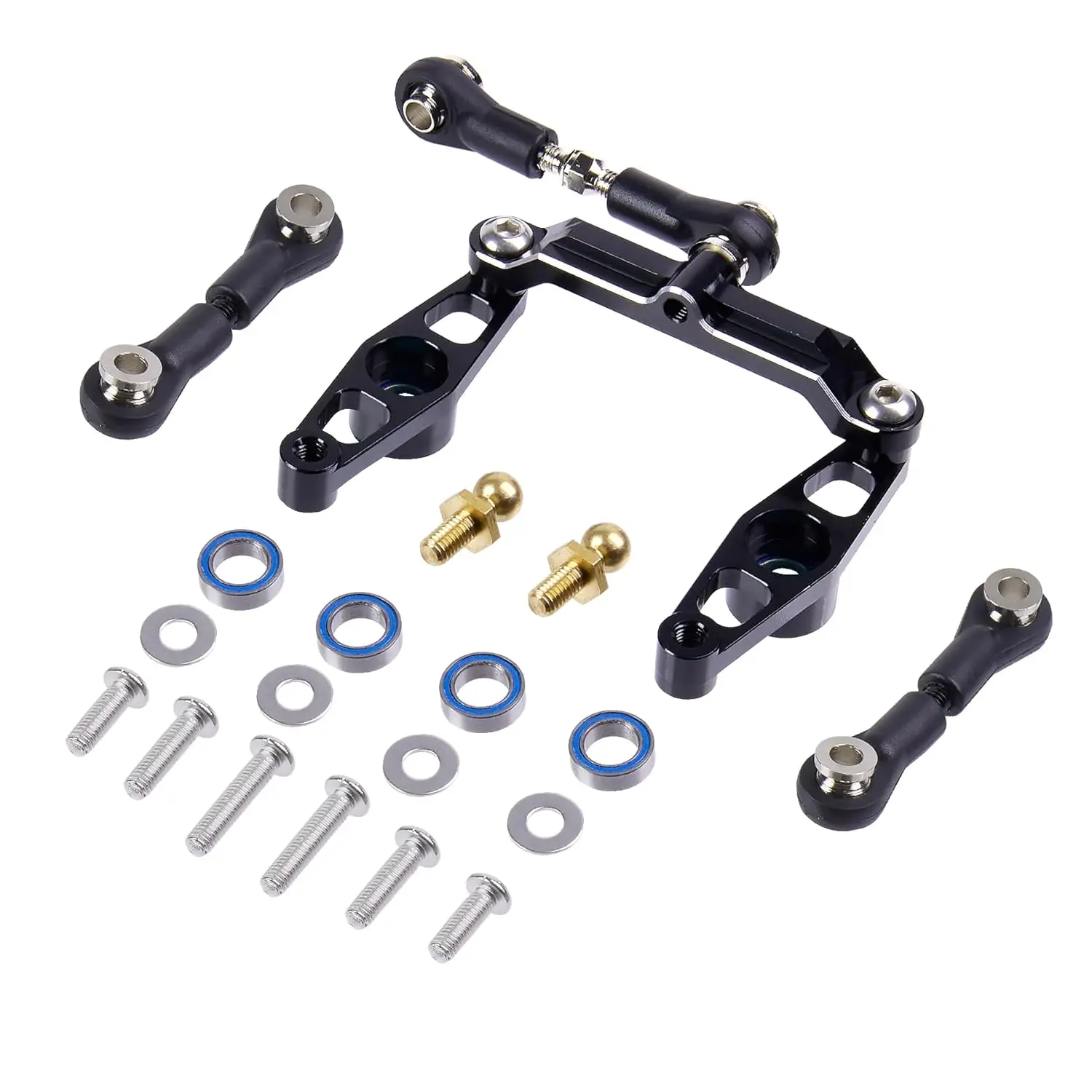 

1/10 Aluminum Steering Arms Set w/Bearings & Tie Rod for Tamiya TT-02/TT-02D/TT-02E/TT-02B - RC Upgrade