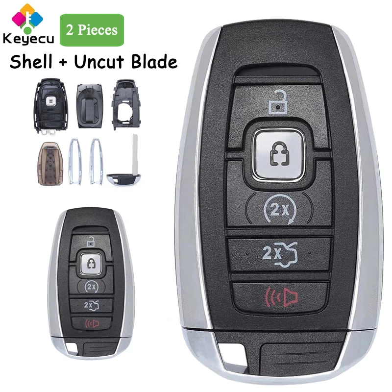 

KEYECU 2 Pieces Smart Remote Control Car Key Shell Case Cover With 5 Buttons Fob for Lincoln Continental MKC MKZ 2017 2018 2019