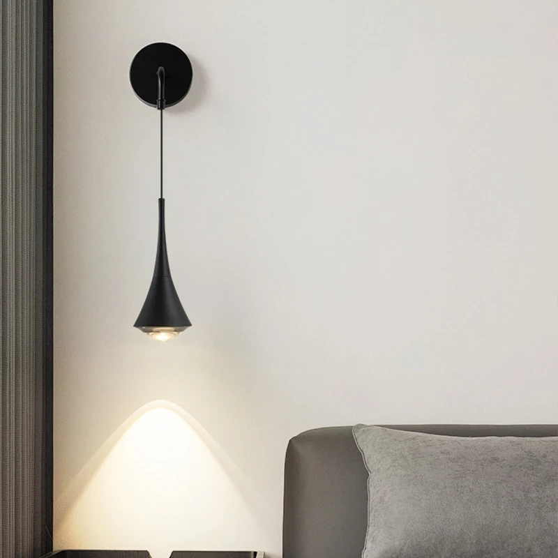 

LED Wall Lamp 7W Livingroom Bedroom Hotel Decor Nordic Modern Wall Light Aisle Study Reading Sconce White Black Wall Lamps