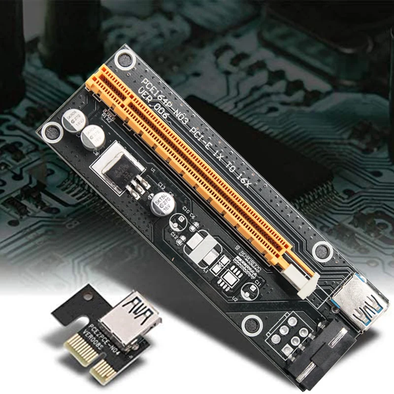 VER006 USB 3.0 Pci-E Riser Card PCI-E 1X To 16X 4Pin Image Extension Cable BTC/ETH Game Adapter Card Bitcoin Mining