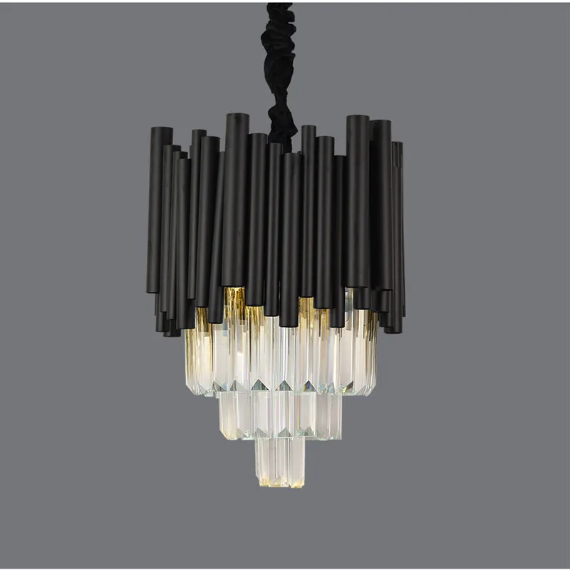 

Modern black chandelier lighting for dining room Dia30cm hanging crystal lamp luxury kitchen island led cristal light fixture