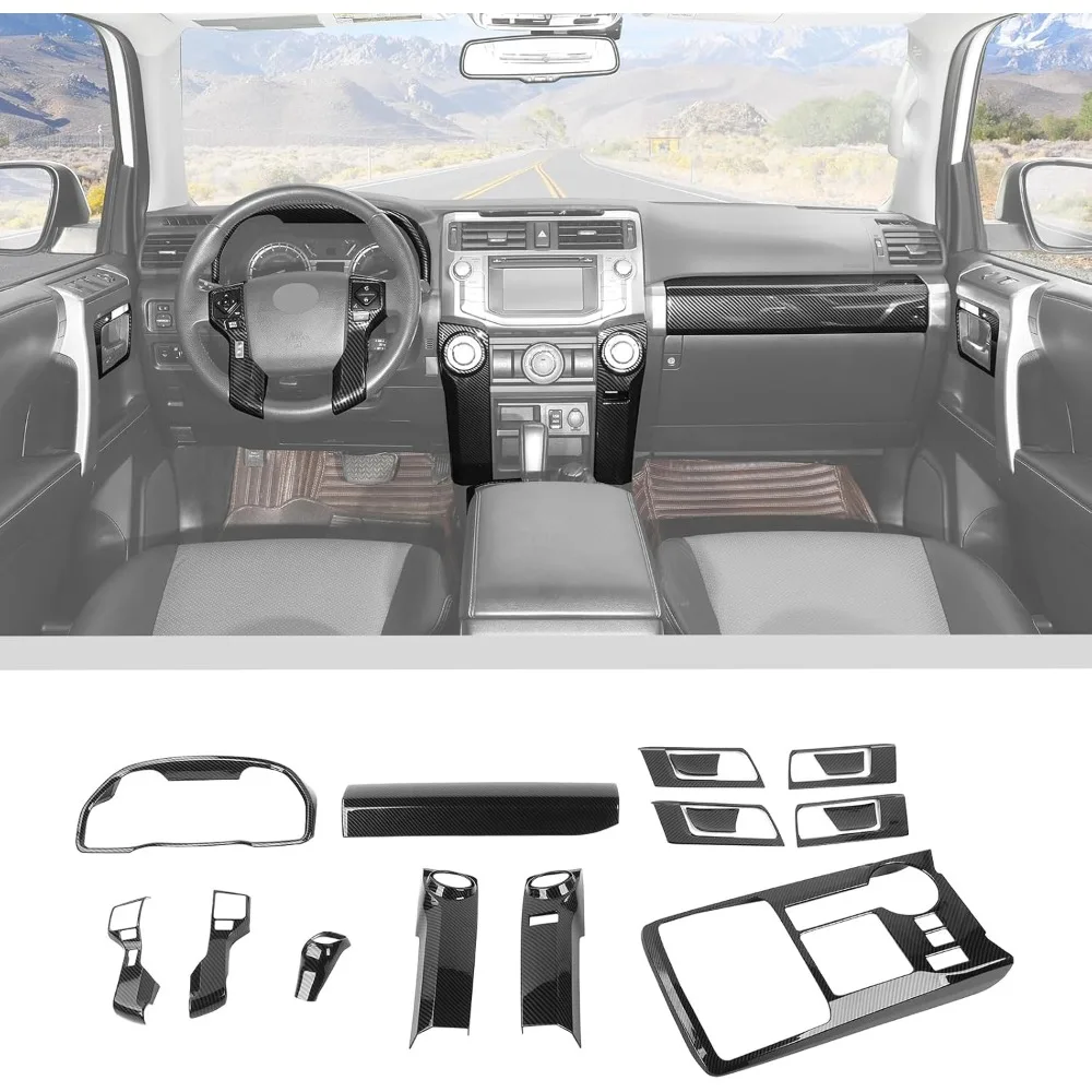 

4Runner Внутренний комплект, центральная консоль, приборная панель, ручка переключения передач, декоративный комплект, накладка для Toyota 4Runner 2010-2024 гг.