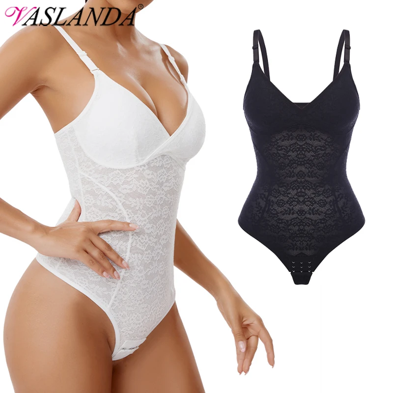 

Lace Thongs Bodysuit for Women Tummy Control Slimming Shapewear Padded Bra V-Neck Tank Tops Waist Trainer Body Shaper Underwear