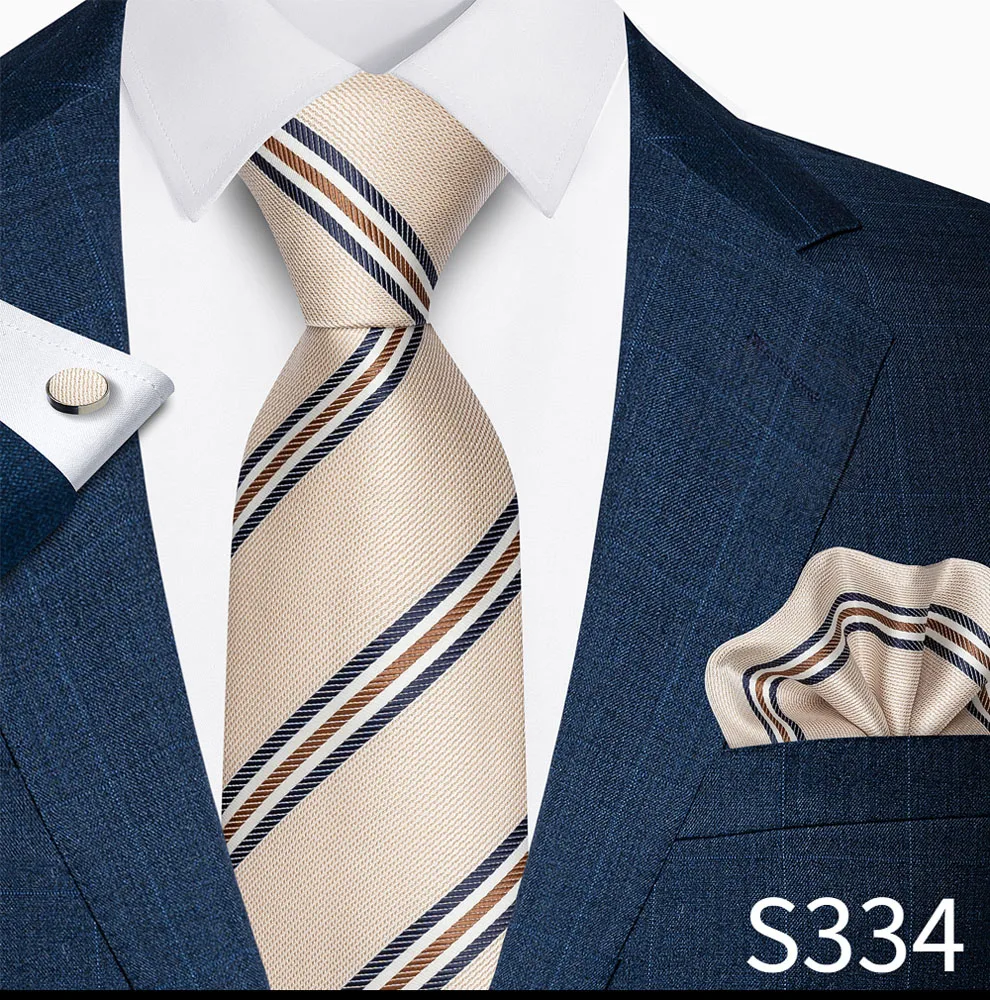 Hochwertiges 8-cm-Krawatten-Einstecktuch-Set für Herren, schwarz, blau gestreift, Hochzeitsgeschenk, Krawatte, Anzug-Accessoires, passend für den Arbeitsplatz – Detail 33