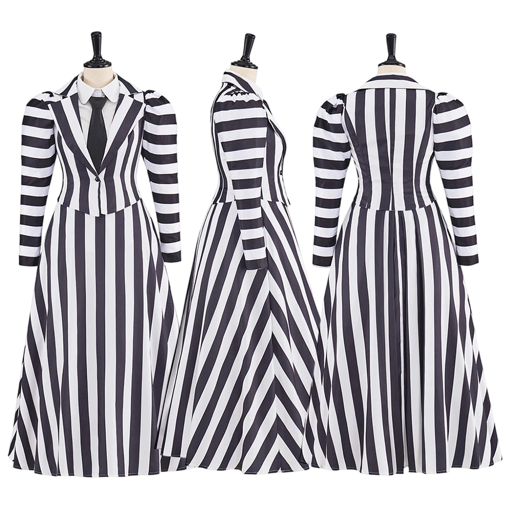 

Women's Gothic Steampunk Striped Bustle Dress Victorian Edwardian Duchess Walking Costume Halloween Vampire Disguise Ball Gown