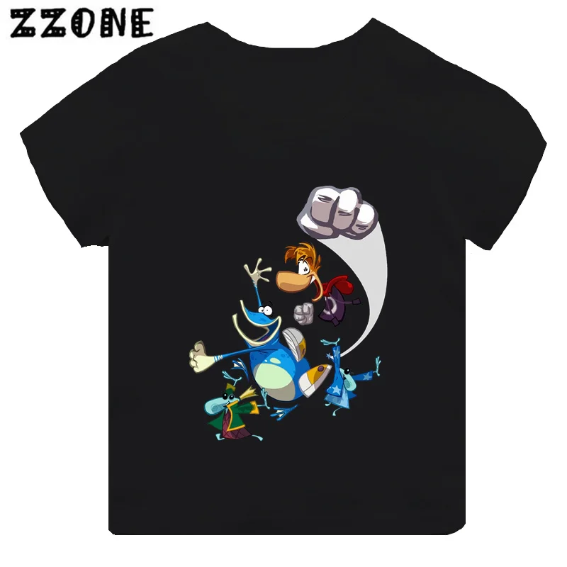 Rayman Legends Adventures Game Print Kids T-shirt Funny Girls Clothes Baby Boys Black Short Sleeve T shirt Children Tops,TH5886