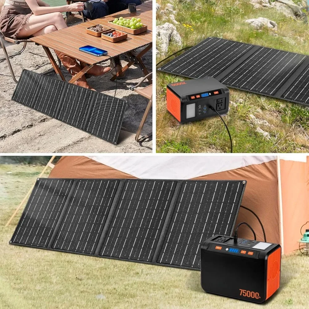 Solar Generator with Solar Panels 40W Included 450W Peak 110V Pure Sine Wave AC Outlet DC USB Ports, Portable Power Station