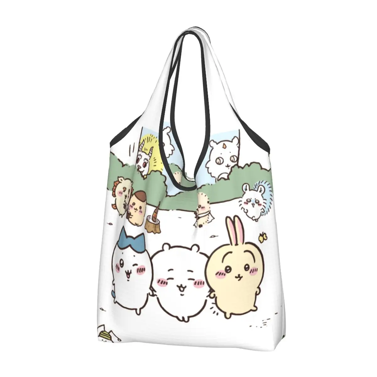 Custom Cute Cartoon Chiikawa Anime Groceries Tote Shopping Bag Women Popular Manga Shopper Shoulder Bag Large Capacity Handbag