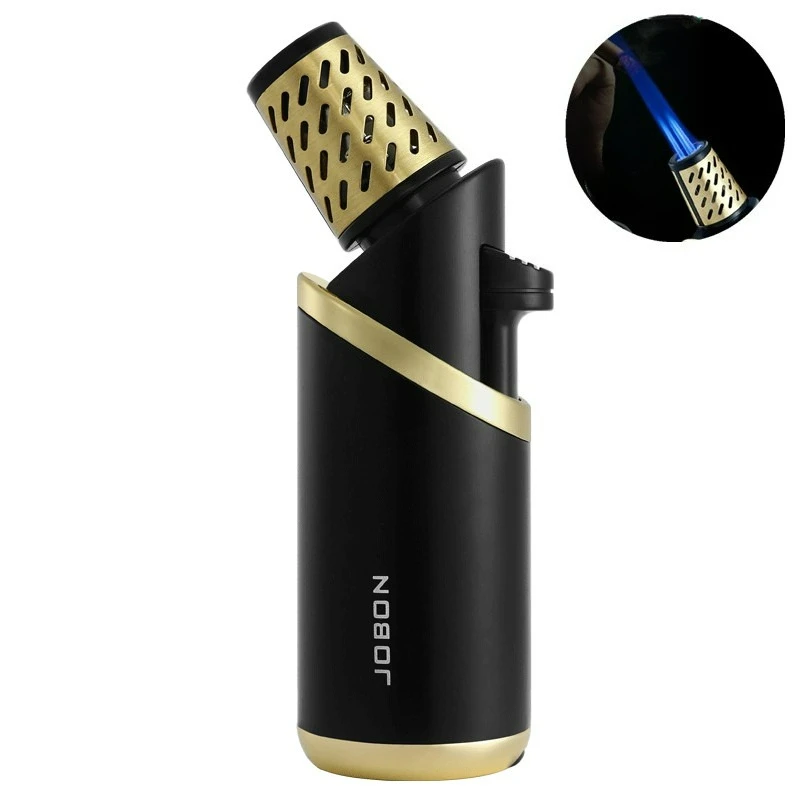 

JOBON Multi Functional Cigar Lighter Strong Three Blue Flame Bottom 8mm Cigar Diamond Knife Adjustable Flame Cigar Needle