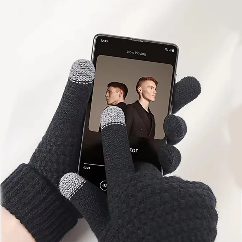 Winter Windproof Hat Scarf Gloves Three Piece Set for Men Outdoor Travel Fleece Wool Warm Knit Hat Cycling Sport Warm Cold Proof