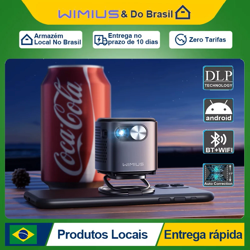 Mini Projetor Q2 DLP WIMIUS 1080P HD Android TV 400 ANSI mini projetor de galáxia Wi-Fi Bluetooth Projetor de Bolso Portátil
