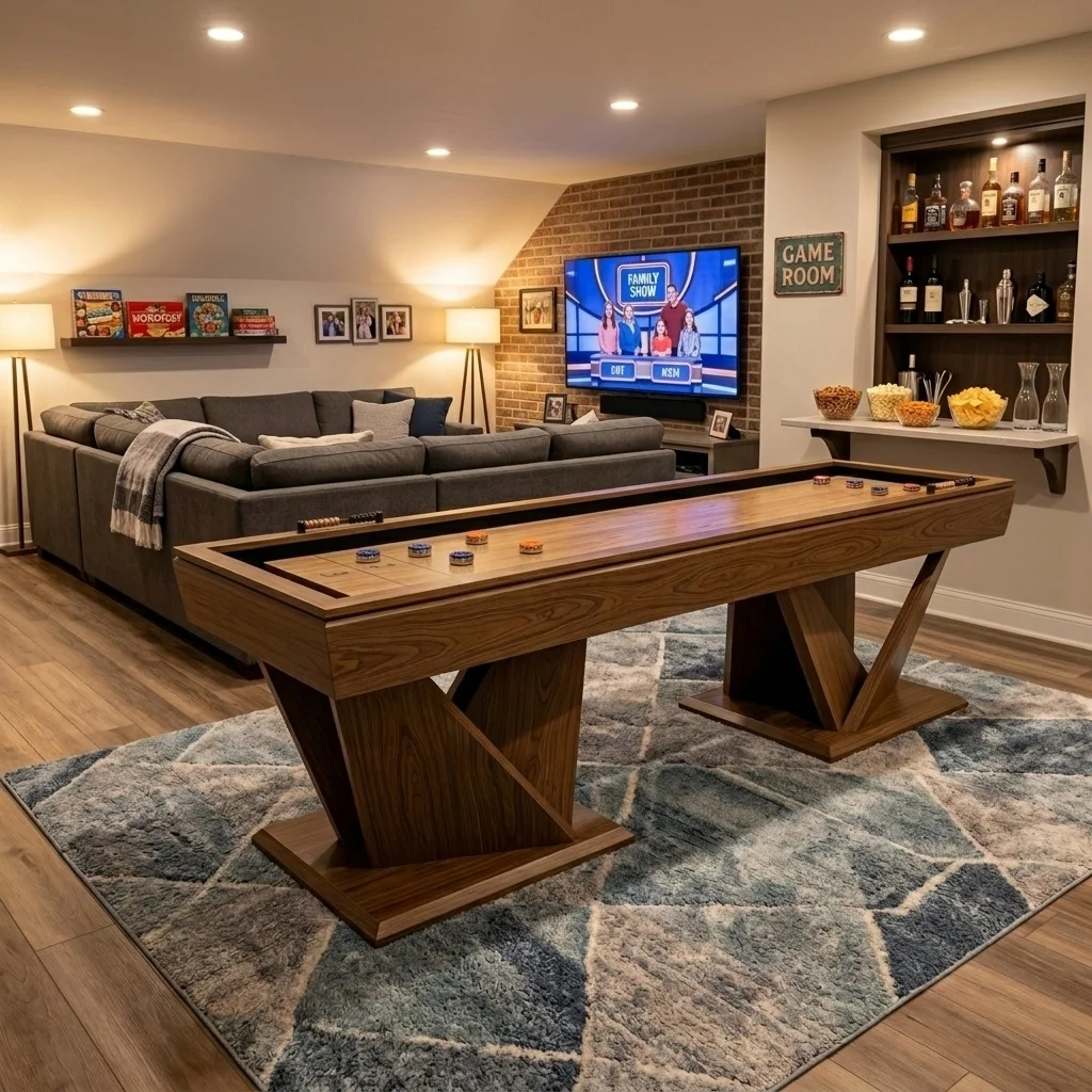 Customizable 9ft/12ft/14ft Indoor Sports Solid Wood Shuffleboard Table for Clubs & Family