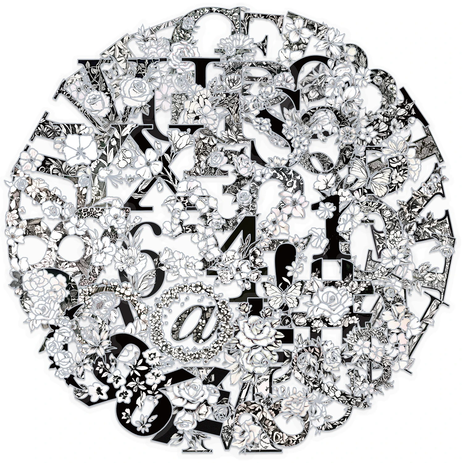 50 pegatinas de letras y números con estampado en caliente, pegatinas de graffiti, pegatinas de dibujos animados para computadora portátil, decoraciones clásicas para regalos