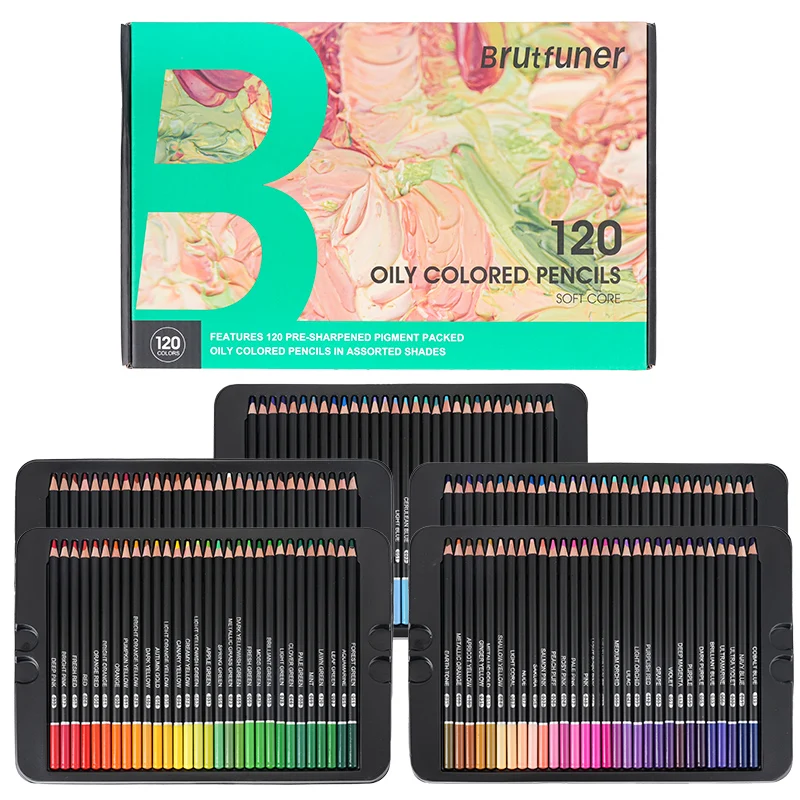 Brutfuner Professionele 72/120/180 Kleuren Kleurpotloden Zachte Gewaagde Kernen Olietekening Schets Potlood Set Kunst Voor Beginners
