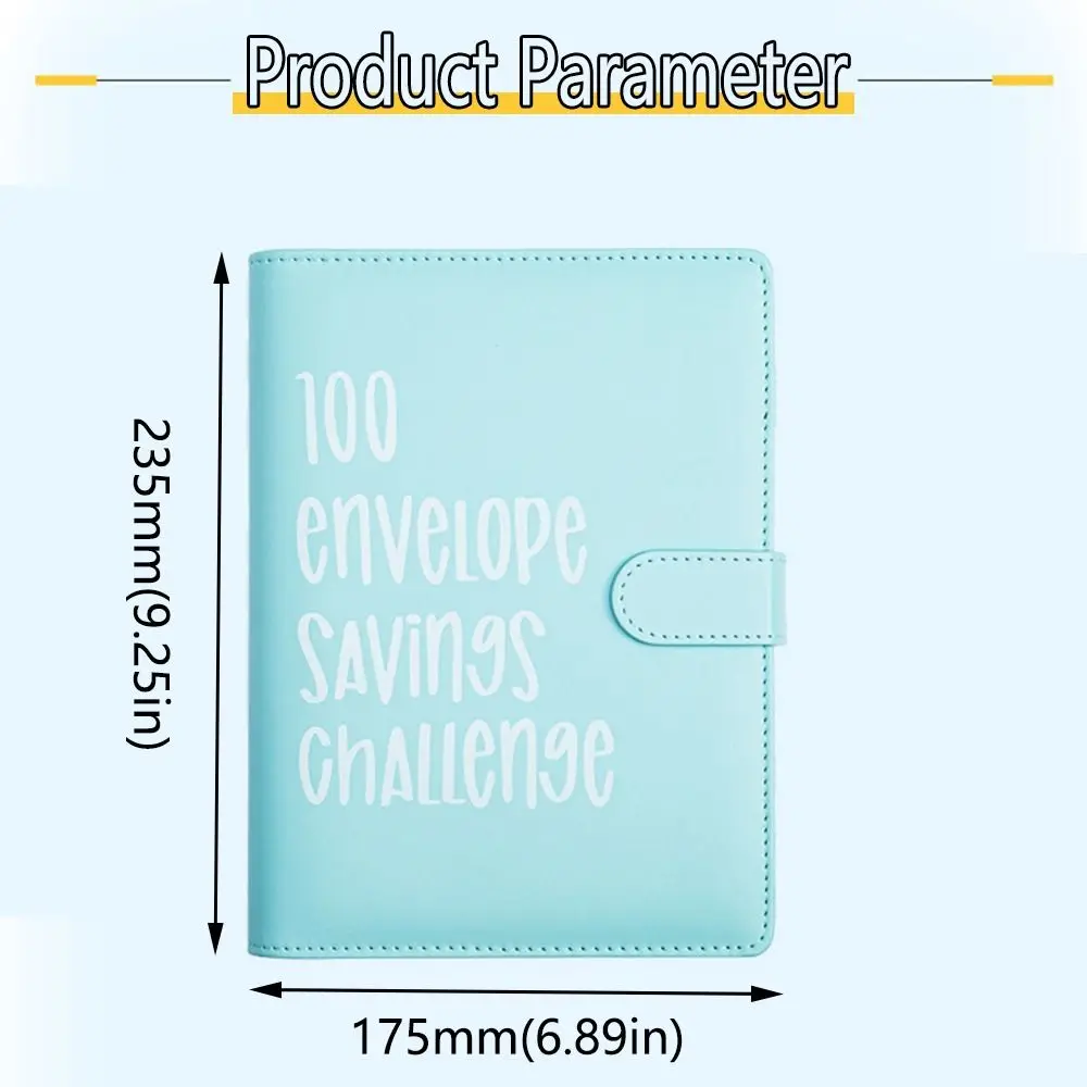 Colorful 100 Envelope Challenge Notebook Cash Budget PU Leather Money Saving Binder Loose-leaf Multi Pockets