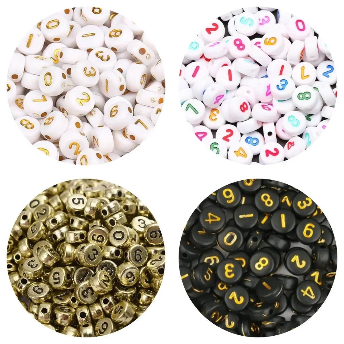 100-500PCS Acrylic Number Beads Round Flat Loose Spacer Digital Beads For Jewelry Making DIY Bracelet Necklace Accessories