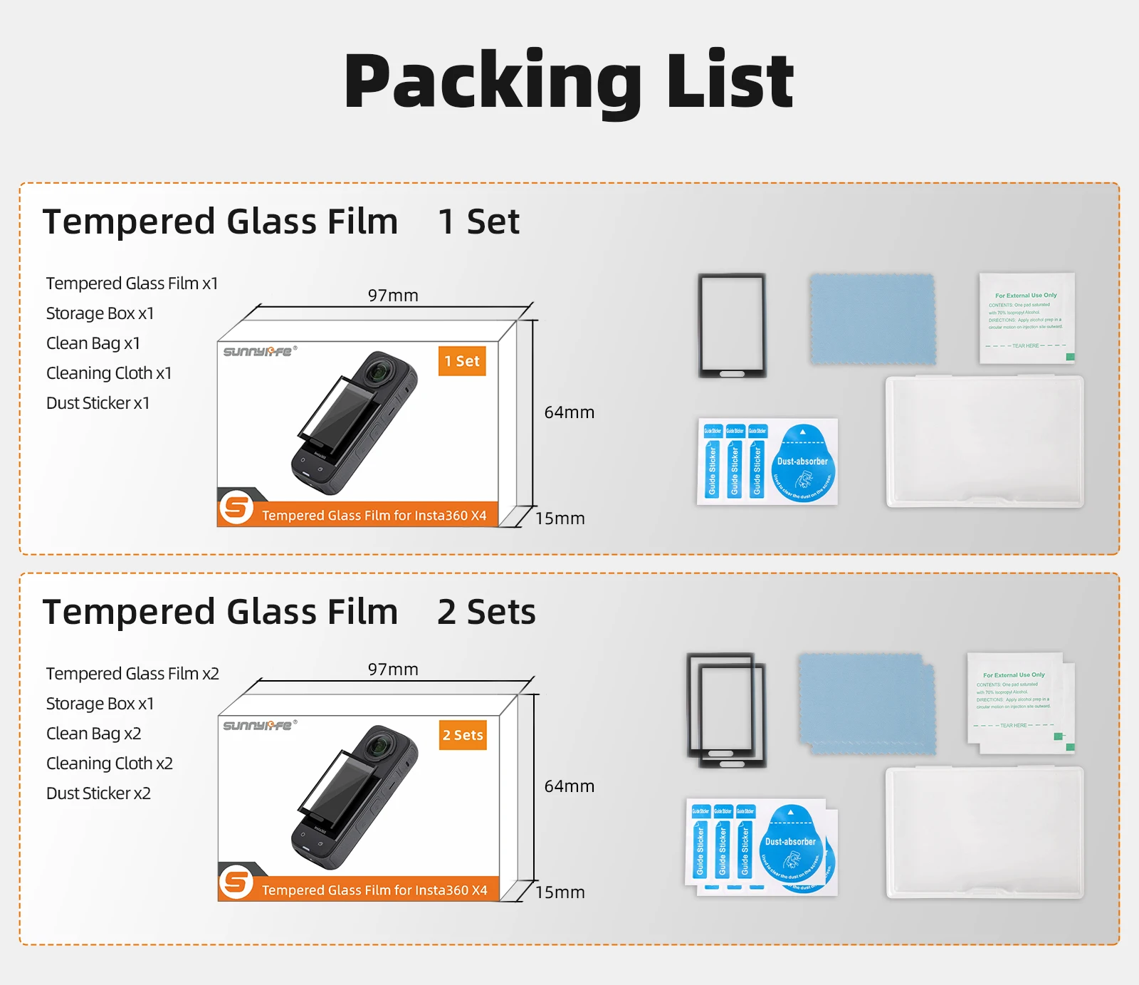 Pellicola temperata curva 9HD per Insta360 X5 X4 Pellicola protettiva antigraffio anti-scoppio per accessori Insta360 X4