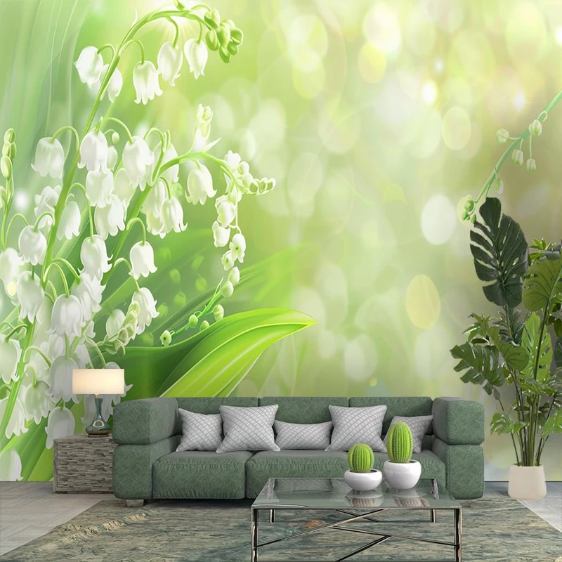 1PC Lily of Valley Green Glow Print Backdrop Banner, Bedroom Living Room Photo Background, Polyester, Home Decor, Wall Art