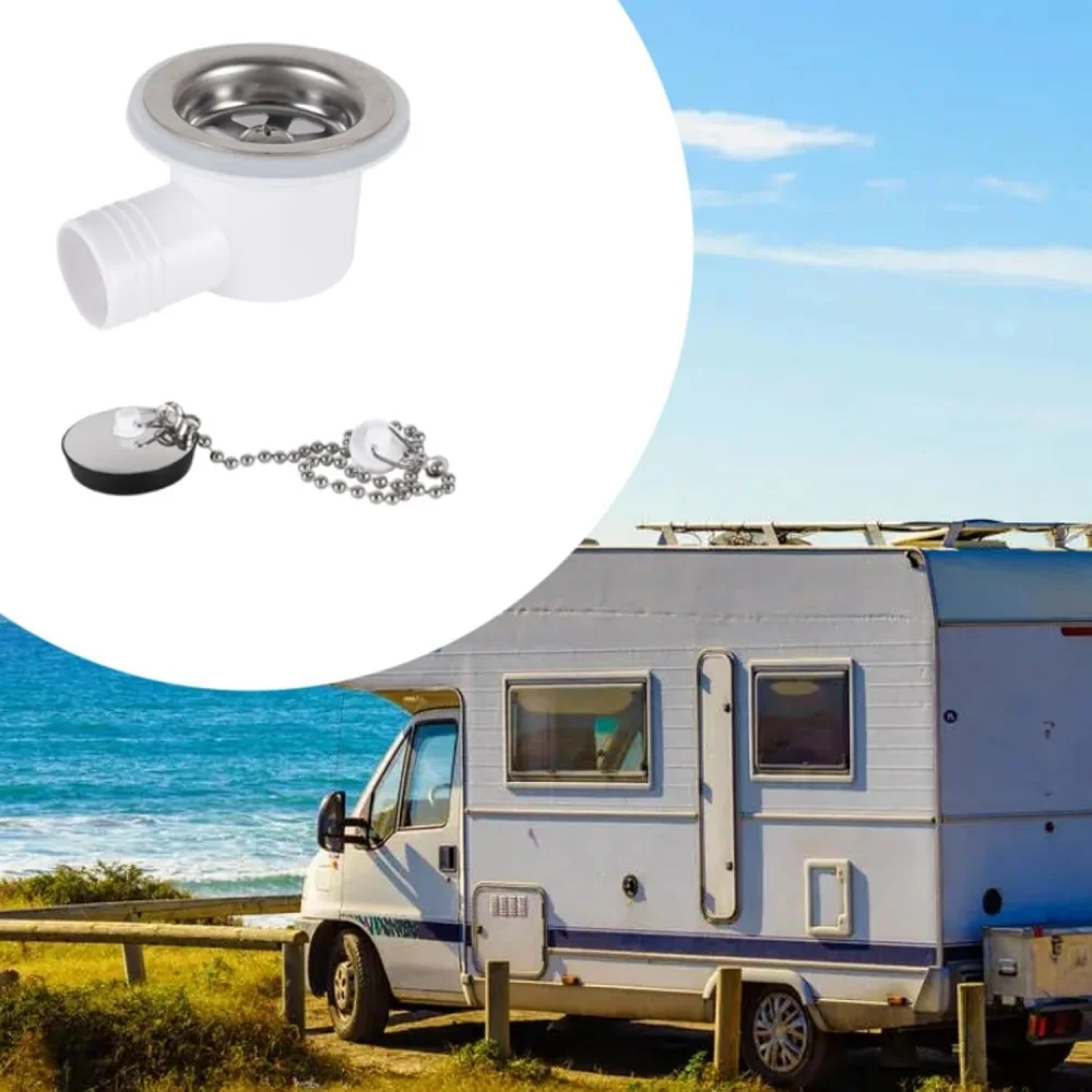 

RV Sink Waste Drain Plug Hole Angle Fitting Stainless Steel Easy Installation Replaces Premium For Motorhome Boat Without Tube
