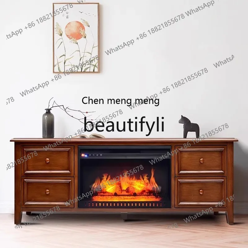 

X Storage Fireplace Solid Wood Simple Home Hotel Living Room TV Sofa Heating Fireplace Cabinet