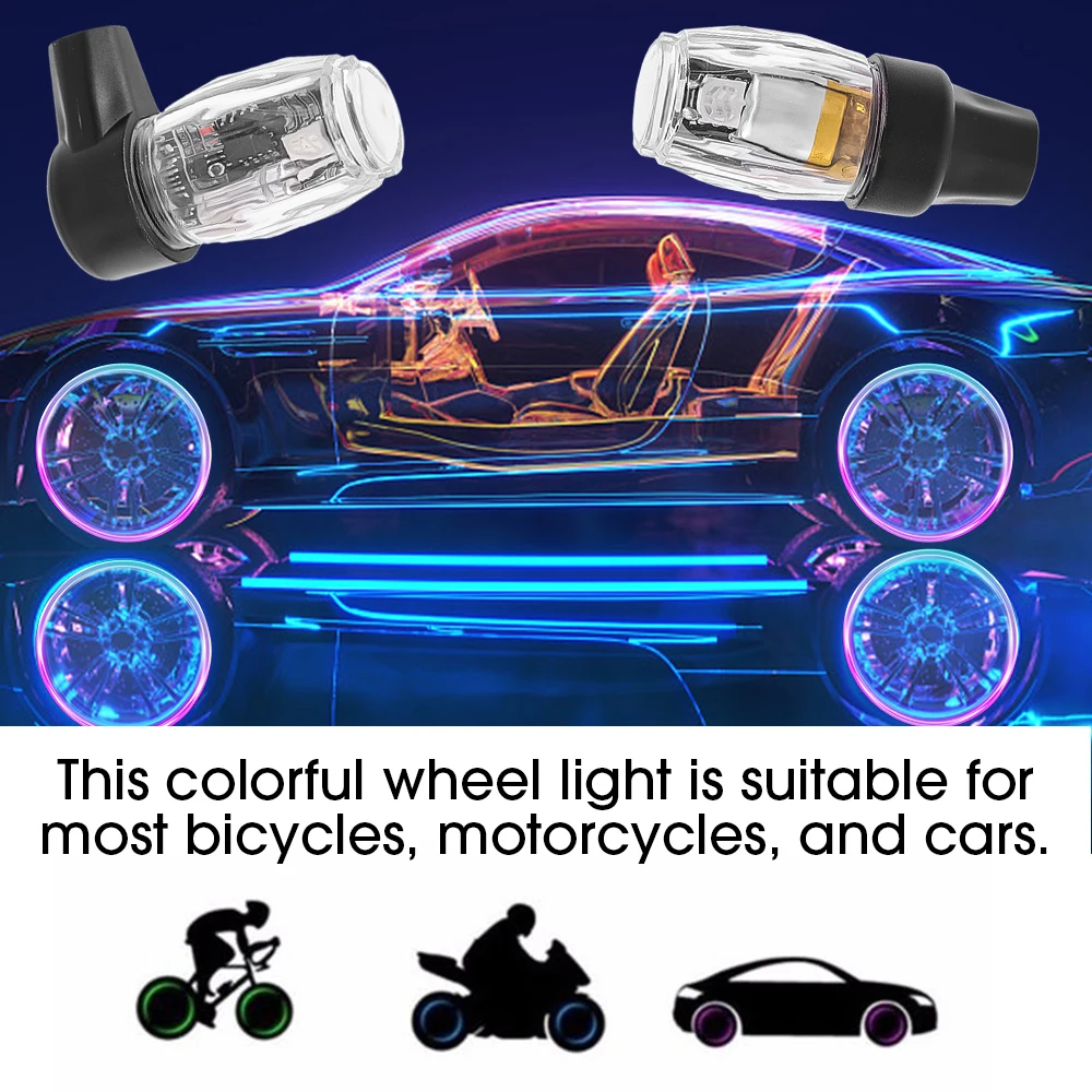 Rechargeable Dazzle Colorful Valve Lights Bicycle Car Motorcycle Tire Decoration Night Driving Safety Parts Automotive Accessory