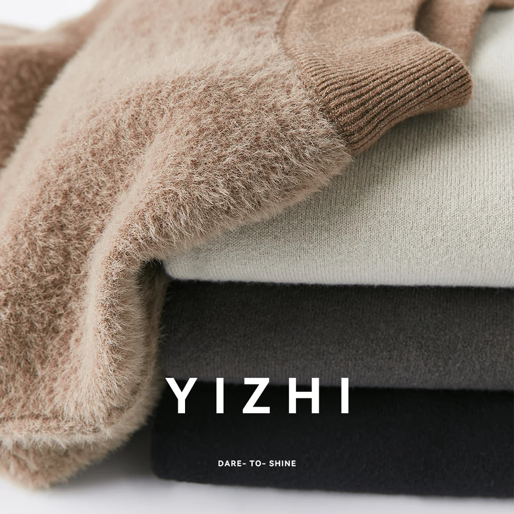 

Модный мужской плюшевый свитер 2022, осень и зима, новый утолщенный мужской вязаный низ, рубашка, мужской топ, теплый свитер, пуловер