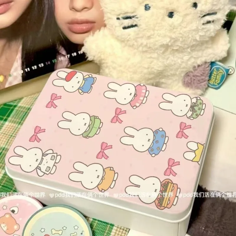 

Популярная серия мультфильмов Miffy: Креативная жестяная коробка для хранения с изысканным принтом, настольный органайзер, подарок для девочек