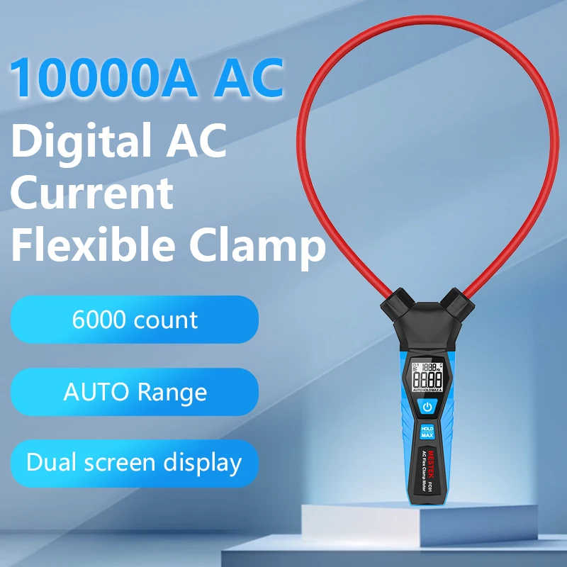 0-9999A Digital AC Flexible Current Clamp Meter Auto Range Leak Current Frequency Tester True RMS Clamp Multimeter Data Hold
