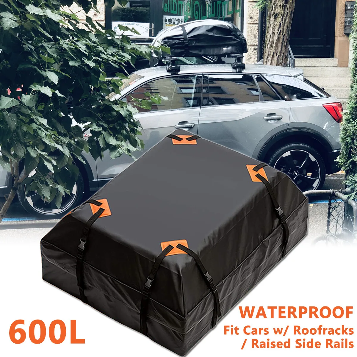 600L waterdichte auto-dakkoffer dakbagage-opbergdrager opbergruimte reis SUV busje voor auto's zwart - afbeelding 2