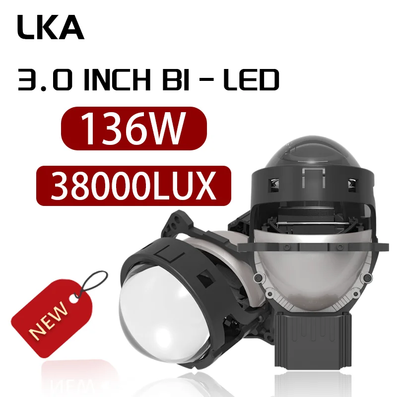 LKA 2pcs Bi LED Projector Lens Headlight for H7 LED H4 H1 H11 9005 9006 Headlights Projector Retrofit Car LED Lights