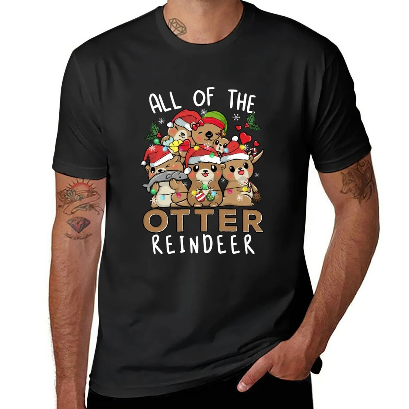 

New Funny Christmas Otters All of the Otter Reindeer T-Shirt custom t shirt plain t-shirt mens graphic t-shirts big and tall