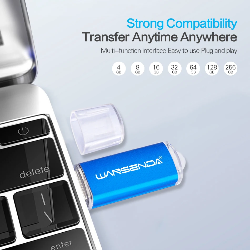 WANSENDA USB-Flash-Laufwerk 32 GB Pen Drive 8 GB 16 GB 64 GB 256 GB Mini-Stick USB-Speicherstick 2.0 128 GB Metall-U-Disk